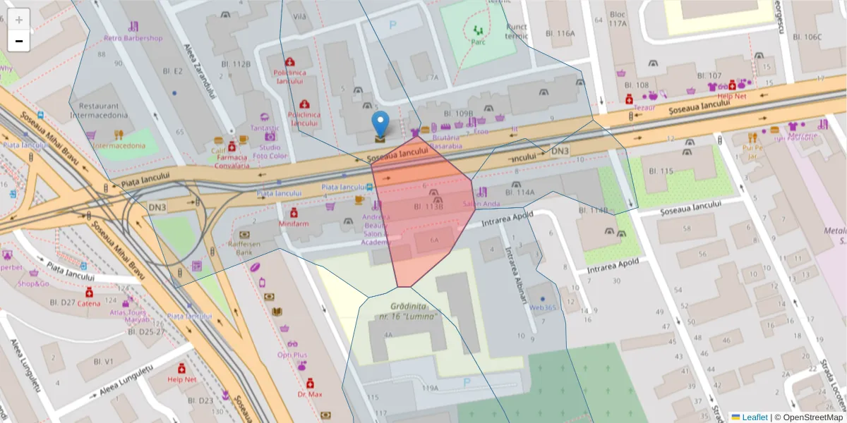 Hartă a codului poștal  și a codurilor poștale învecinate