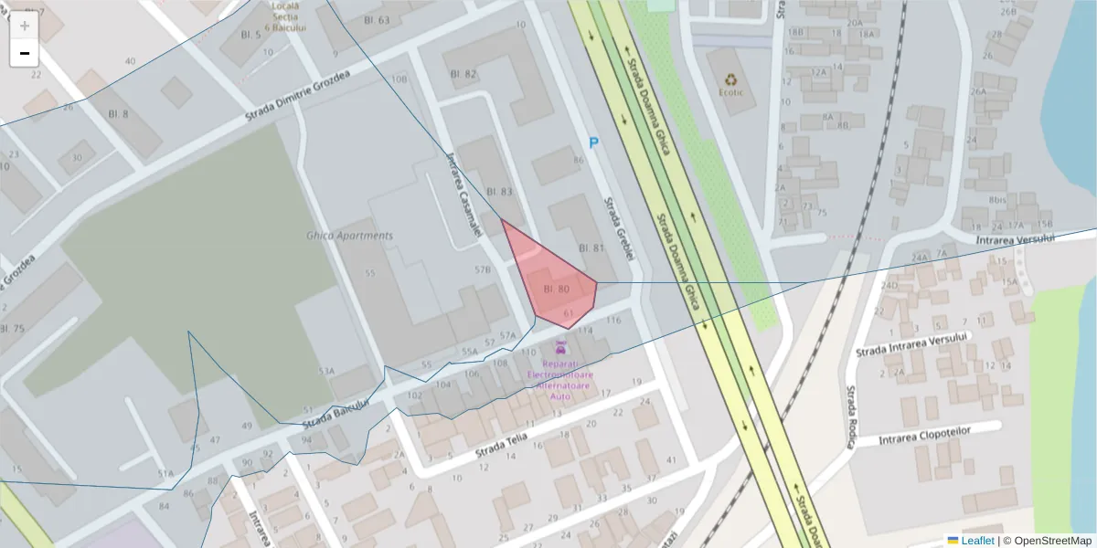 Hartă a codului poștal  și a codurilor poștale învecinate