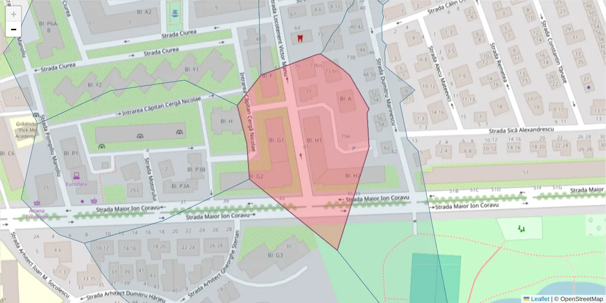 Hartă a codului poștal  și a codurilor poștale învecinate