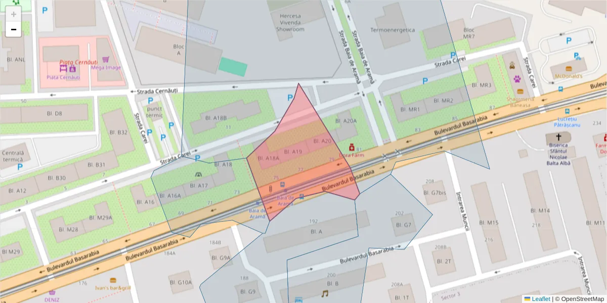 Hartă a codului poștal  și a codurilor poștale învecinate