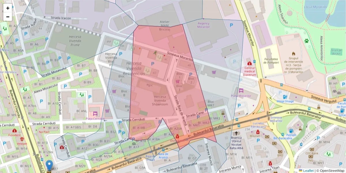 Hartă a codului poștal  și a codurilor poștale învecinate