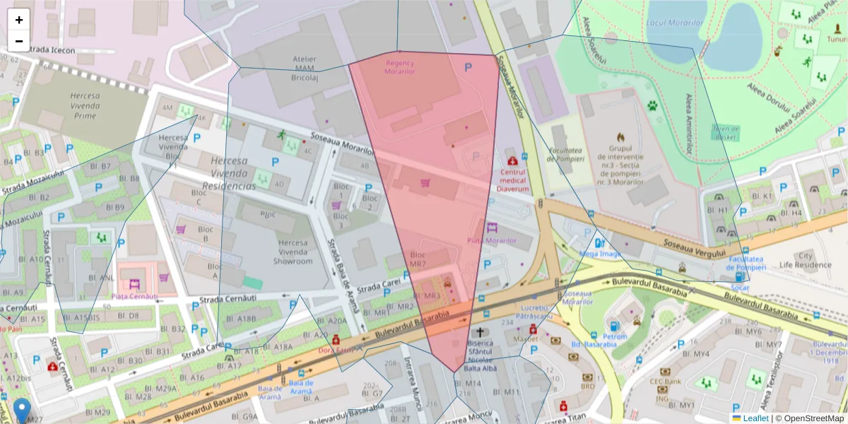 Hartă a codului poștal  și a codurilor poștale învecinate