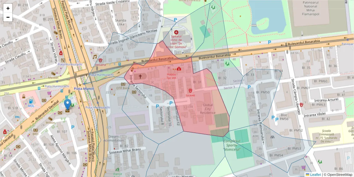 Hartă a codului poștal  și a codurilor poștale învecinate