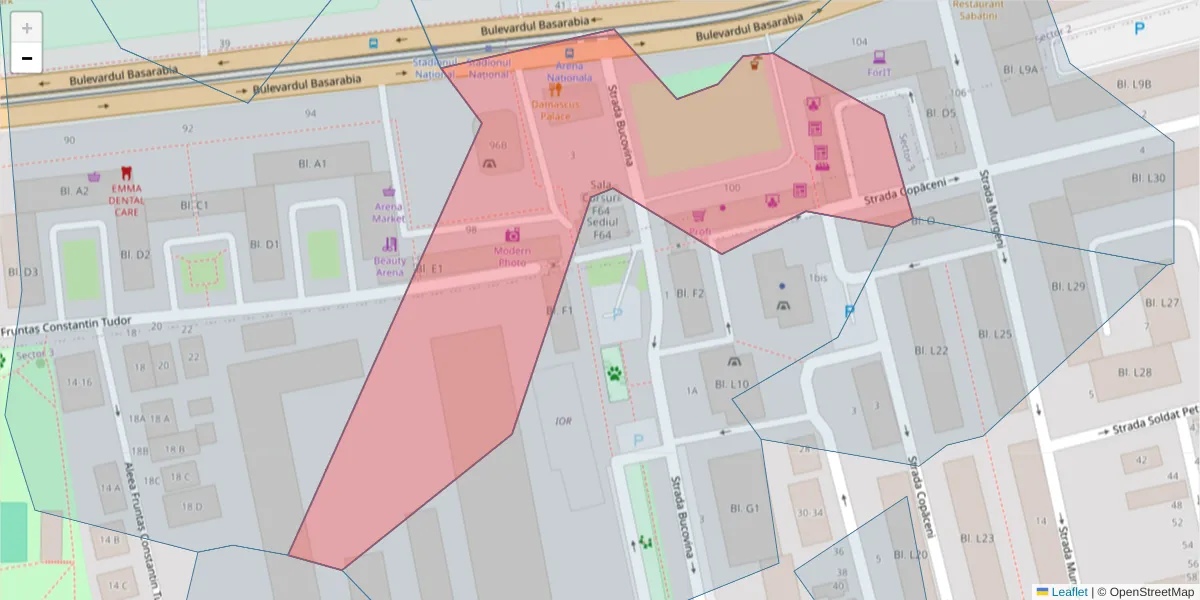 Hartă a codului poștal  și a codurilor poștale învecinate