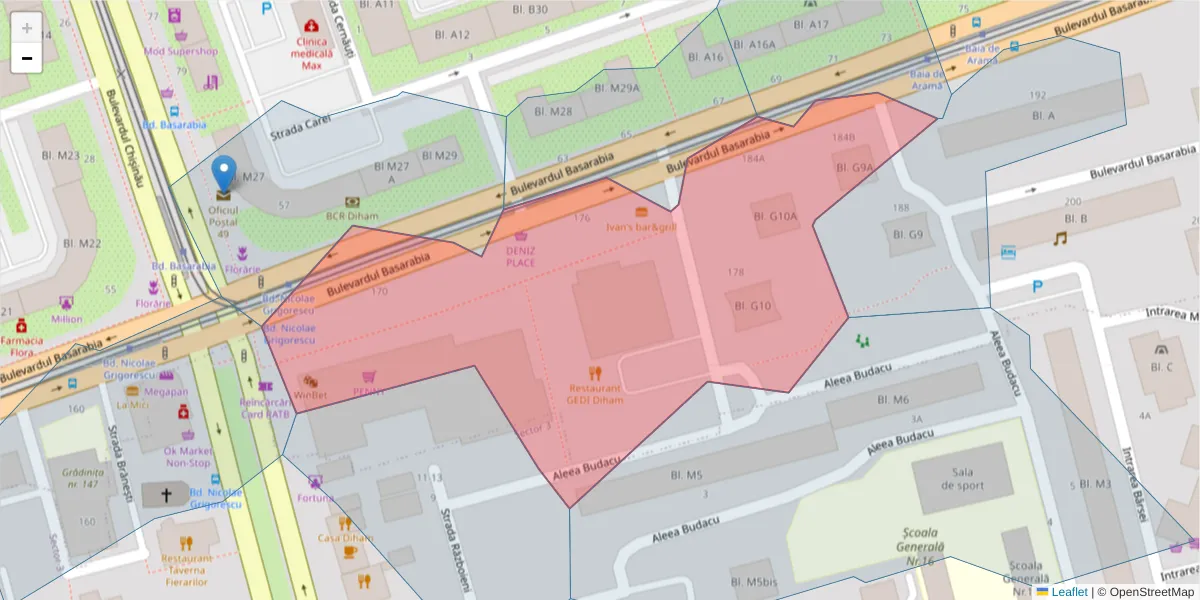 Hartă a codului poștal  și a codurilor poștale învecinate