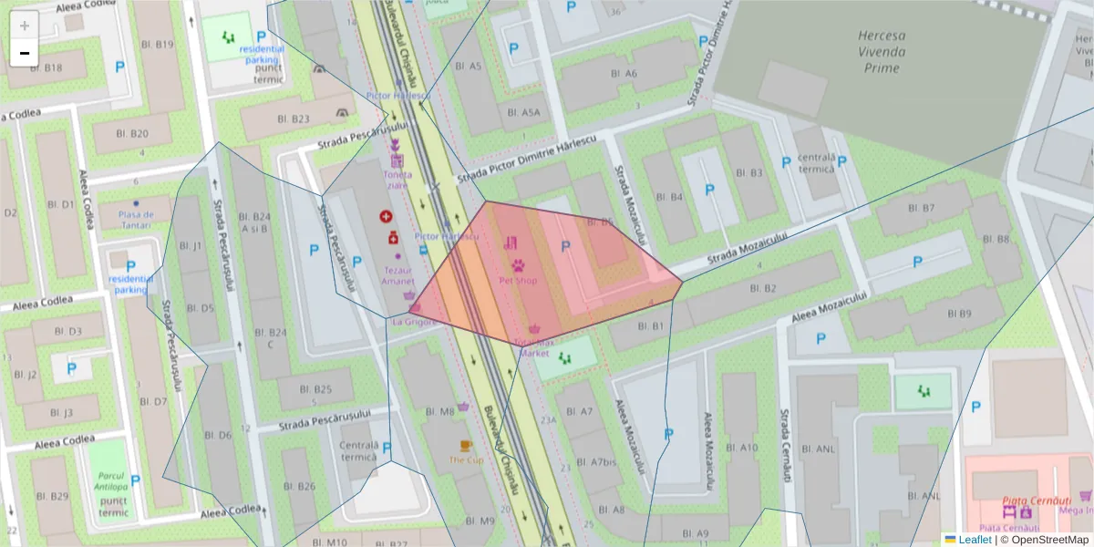 Hartă a codului poștal  și a codurilor poștale învecinate