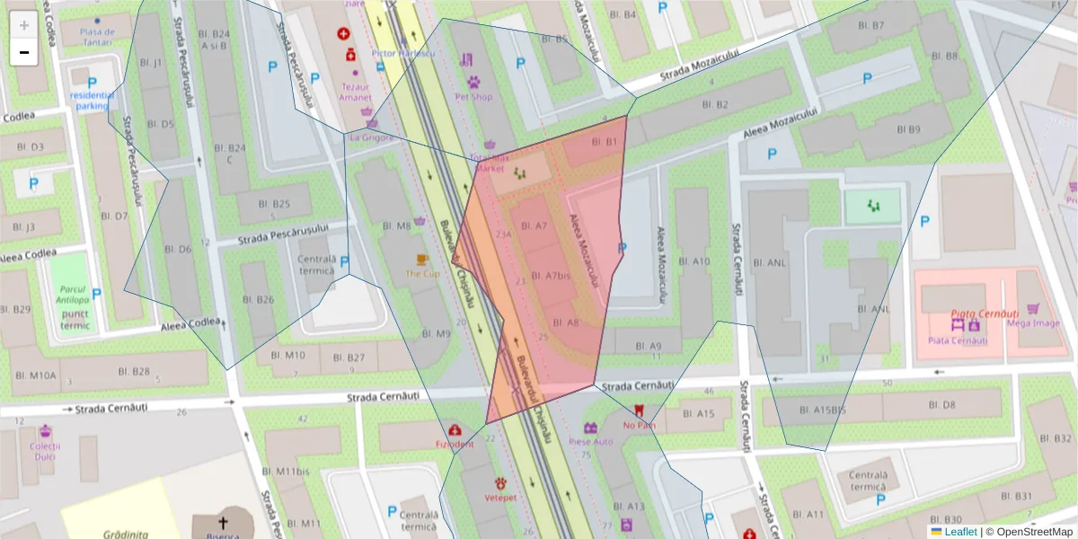 Hartă a codului poștal  și a codurilor poștale învecinate