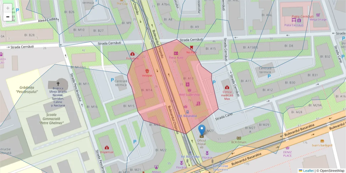 Hartă a codului poștal  și a codurilor poștale învecinate