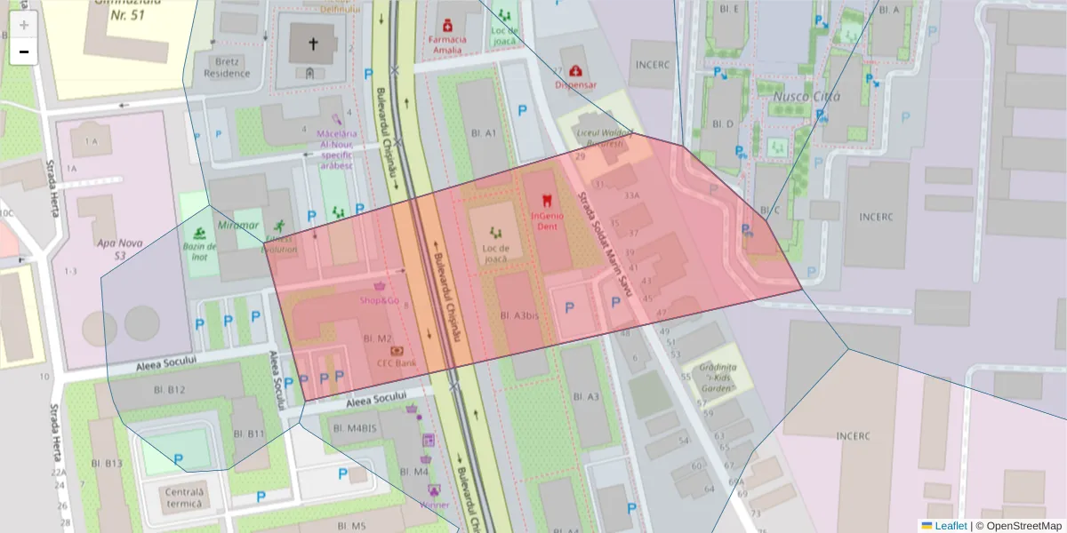 Hartă a codului poștal  și a codurilor poștale învecinate