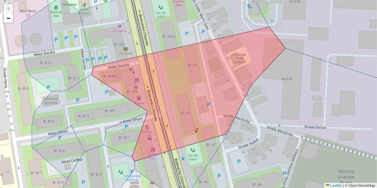 Hartă a codului poștal  și a codurilor poștale învecinate