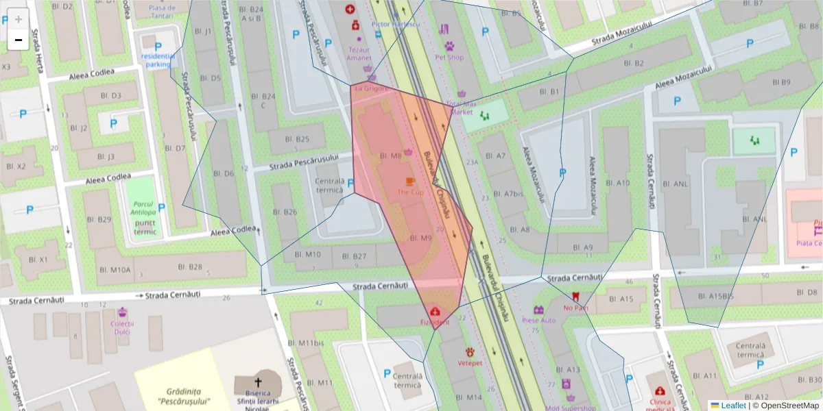 Hartă a codului poștal  și a codurilor poștale învecinate