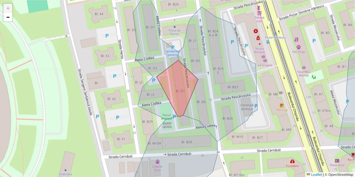 Hartă a codului poștal  și a codurilor poștale învecinate