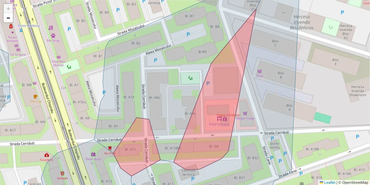 Hartă a codului poștal  și a codurilor poștale învecinate