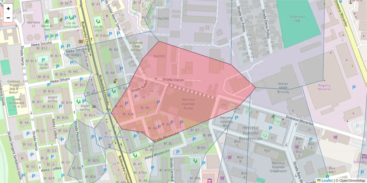 Hartă a codului poștal  și a codurilor poștale învecinate