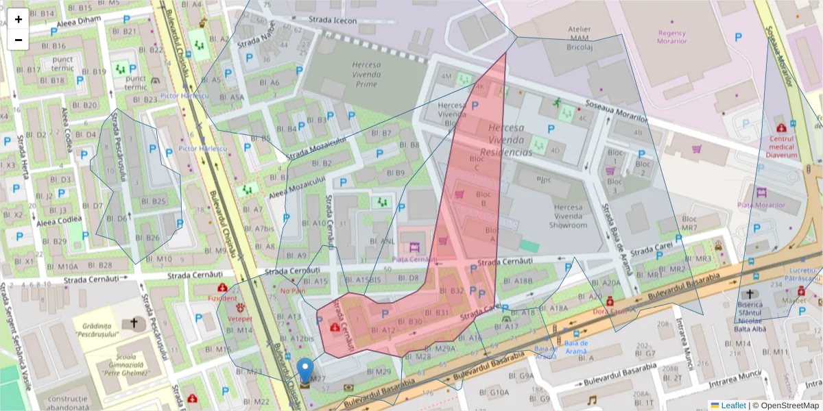 Hartă a codului poștal  și a codurilor poștale învecinate