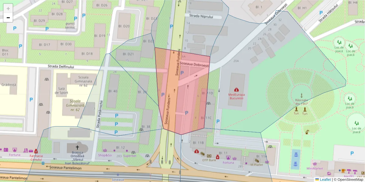 Hartă a codului poștal  și a codurilor poștale învecinate