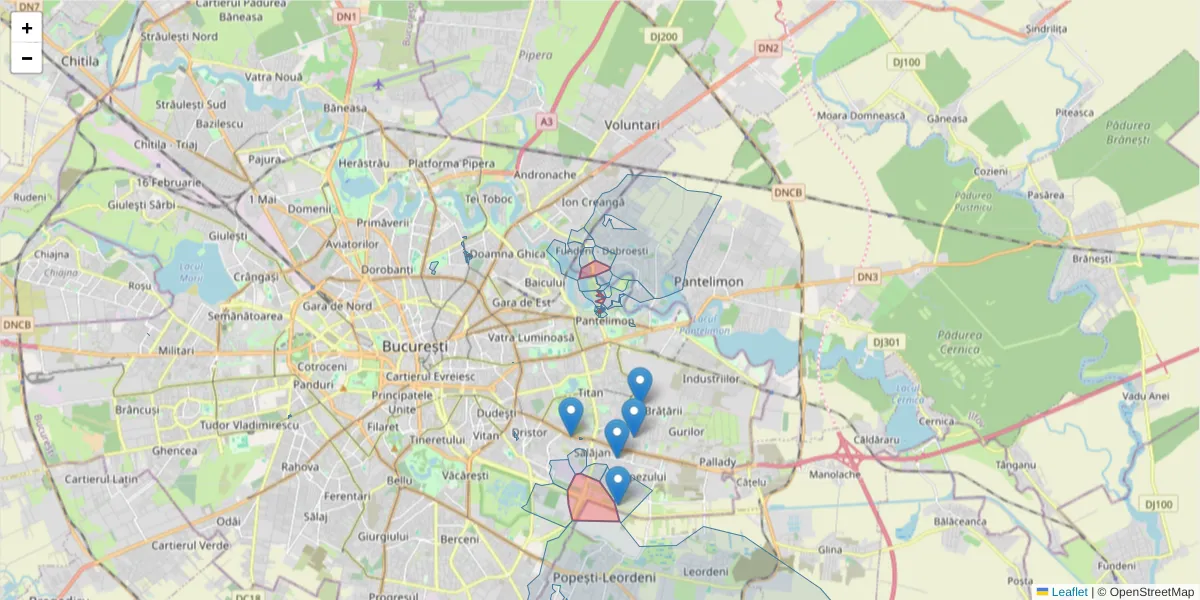 Hartă a codului poștal  și a codurilor poștale învecinate