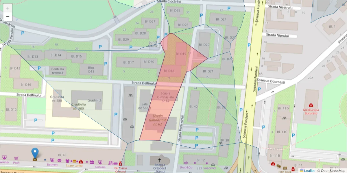 Hartă a codului poștal  și a codurilor poștale învecinate