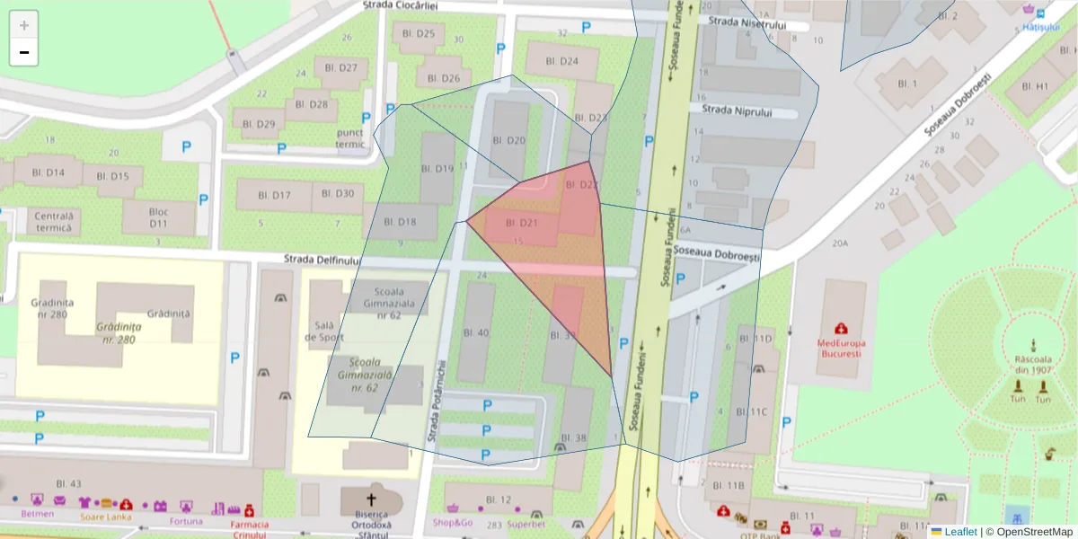 Hartă a codului poștal  și a codurilor poștale învecinate