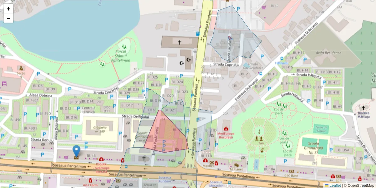 Hartă a codului poștal  și a codurilor poștale învecinate