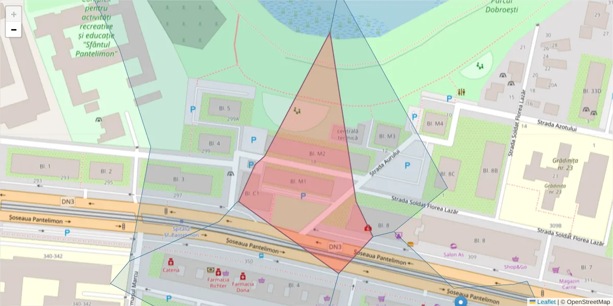 Hartă a codului poștal  și a codurilor poștale învecinate