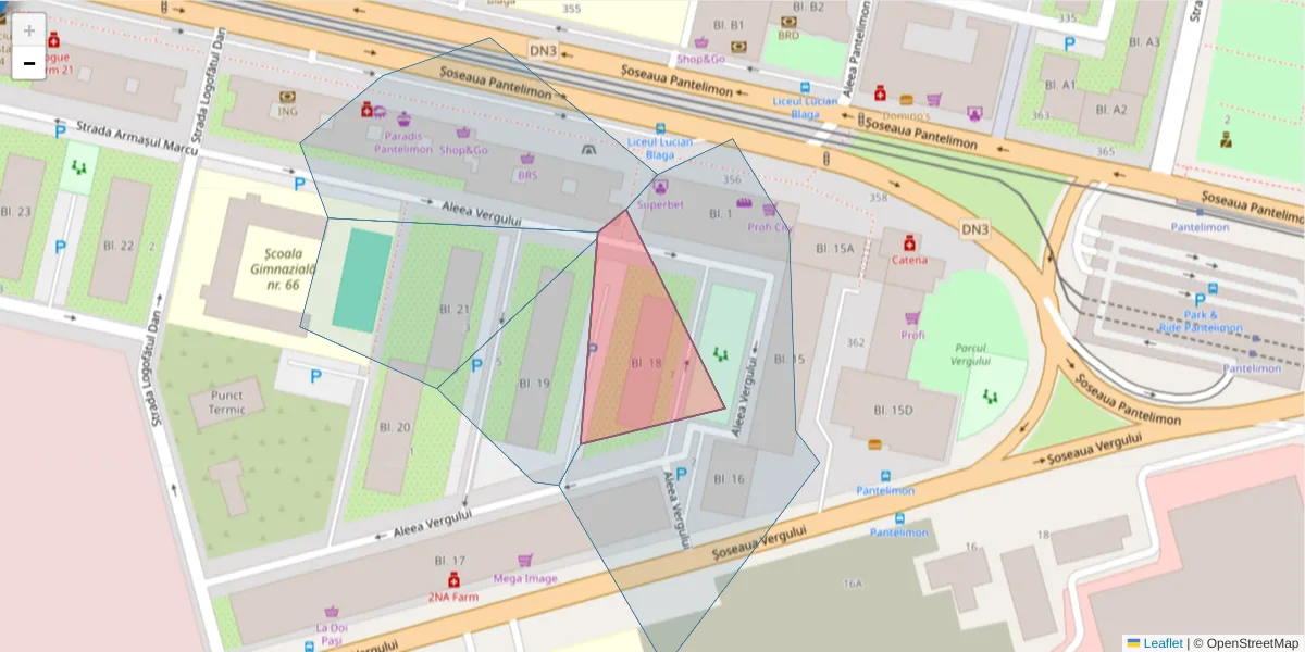 Hartă a codului poștal  și a codurilor poștale învecinate