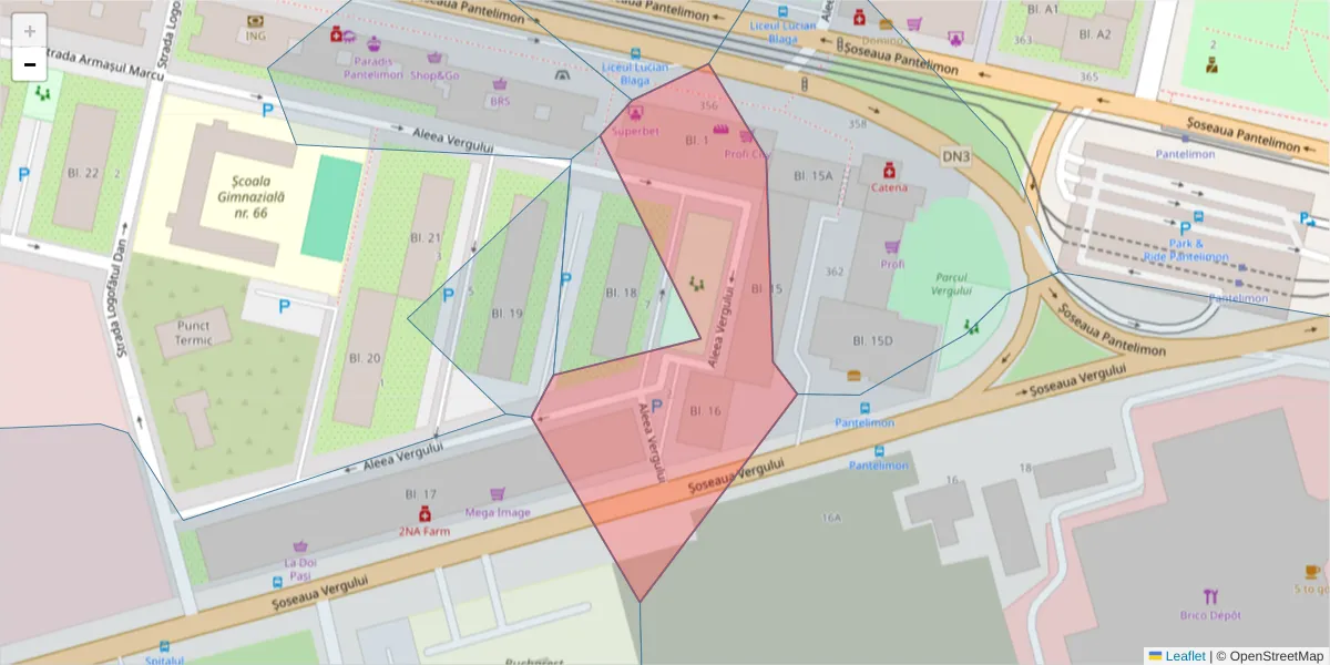 Hartă a codului poștal  și a codurilor poștale învecinate