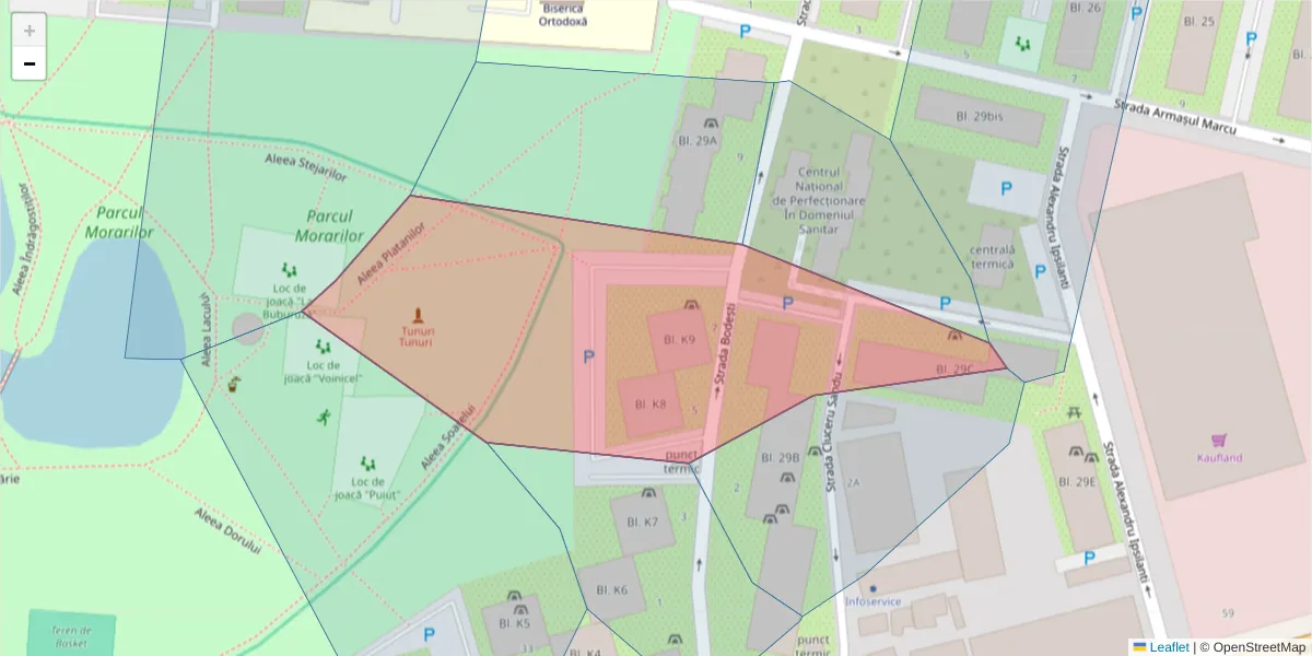 Hartă a codului poștal  și a codurilor poștale învecinate