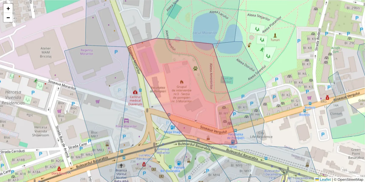 Hartă a codului poștal  și a codurilor poștale învecinate