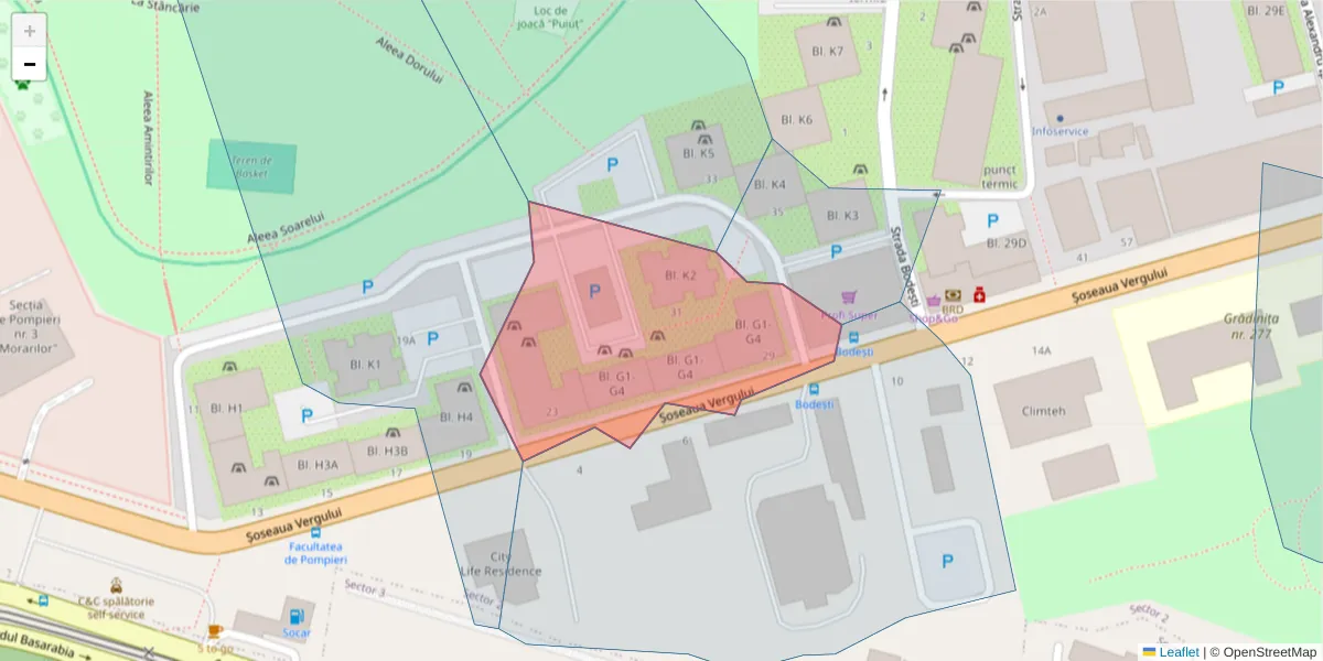 Hartă a codului poștal  și a codurilor poștale învecinate