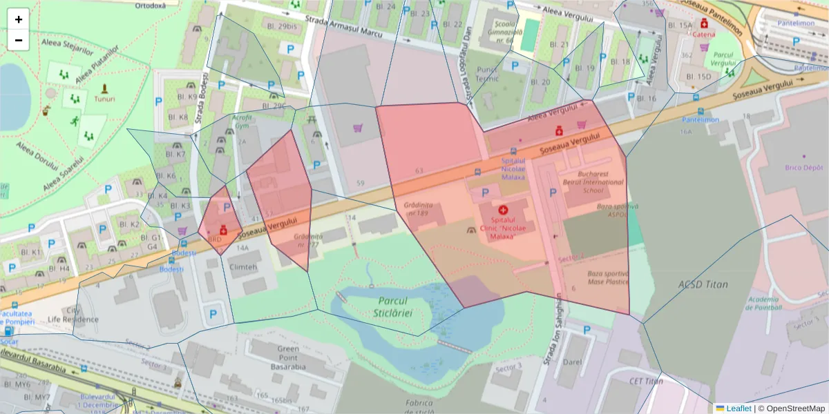 Hartă a codului poștal  și a codurilor poștale învecinate