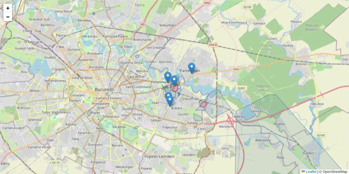 Hartă a codului poștal  și a codurilor poștale învecinate