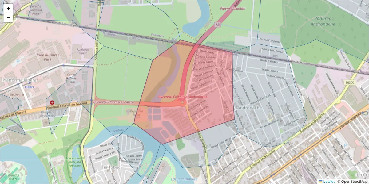Hartă a codului poștal  și a codurilor poștale învecinate