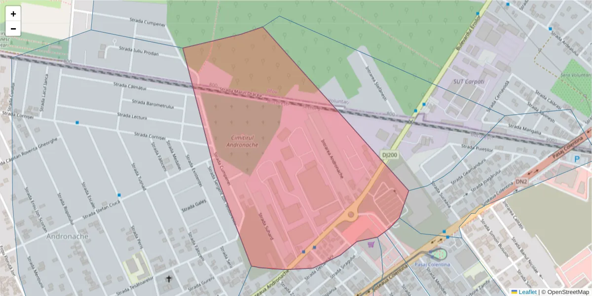 Hartă a codului poștal  și a codurilor poștale învecinate