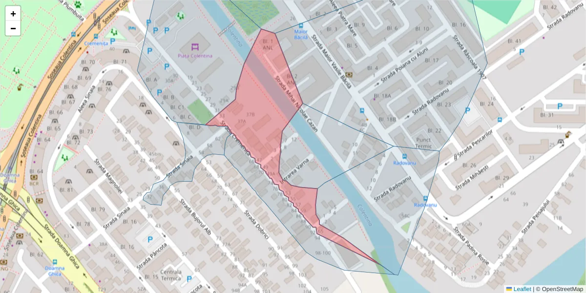 Hartă a codului poștal  și a codurilor poștale învecinate