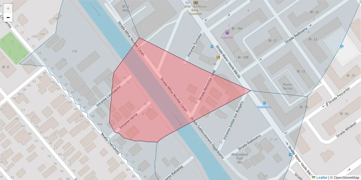 Hartă a codului poștal  și a codurilor poștale învecinate