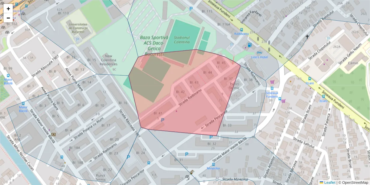 Hartă a codului poștal  și a codurilor poștale învecinate