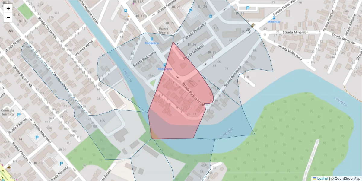 Hartă a codului poștal  și a codurilor poștale învecinate