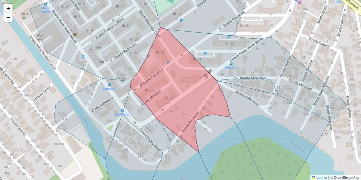 Hartă a codului poștal  și a codurilor poștale învecinate