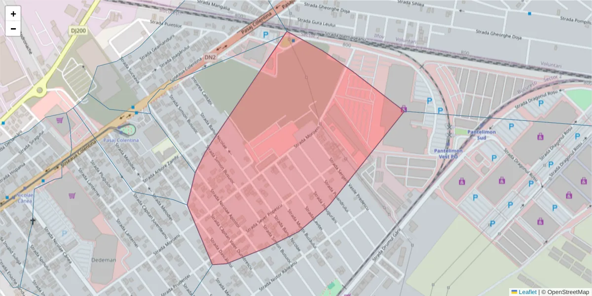 Hartă a codului poștal  și a codurilor poștale învecinate