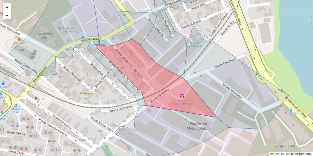Hartă a codului poștal  și a codurilor poștale învecinate