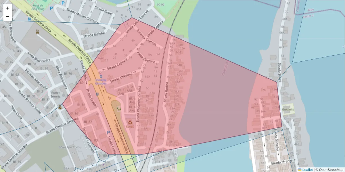 Hartă a codului poștal  și a codurilor poștale învecinate