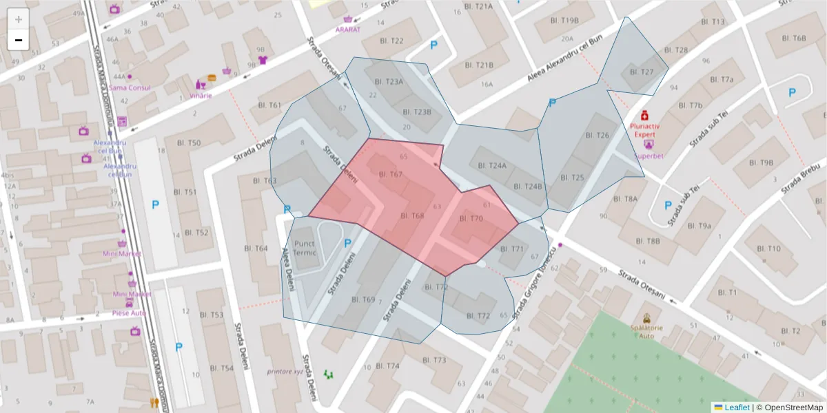 Hartă a codului poștal  și a codurilor poștale învecinate