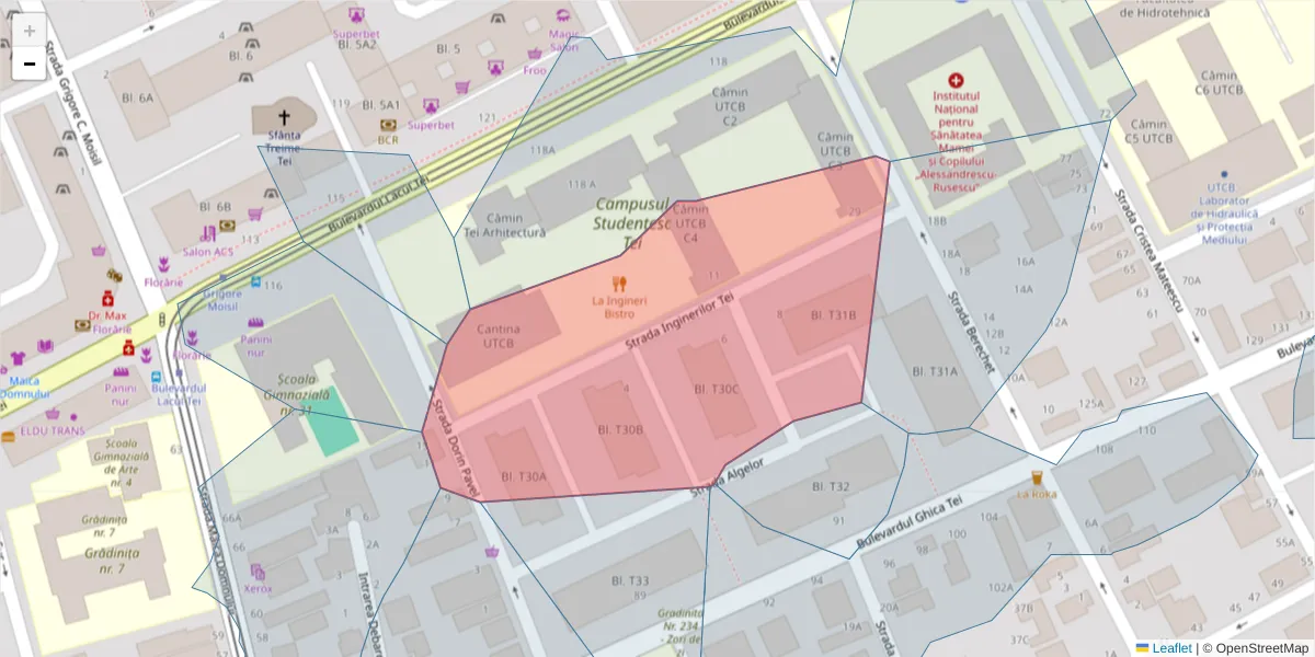 Hartă a codului poștal  și a codurilor poștale învecinate