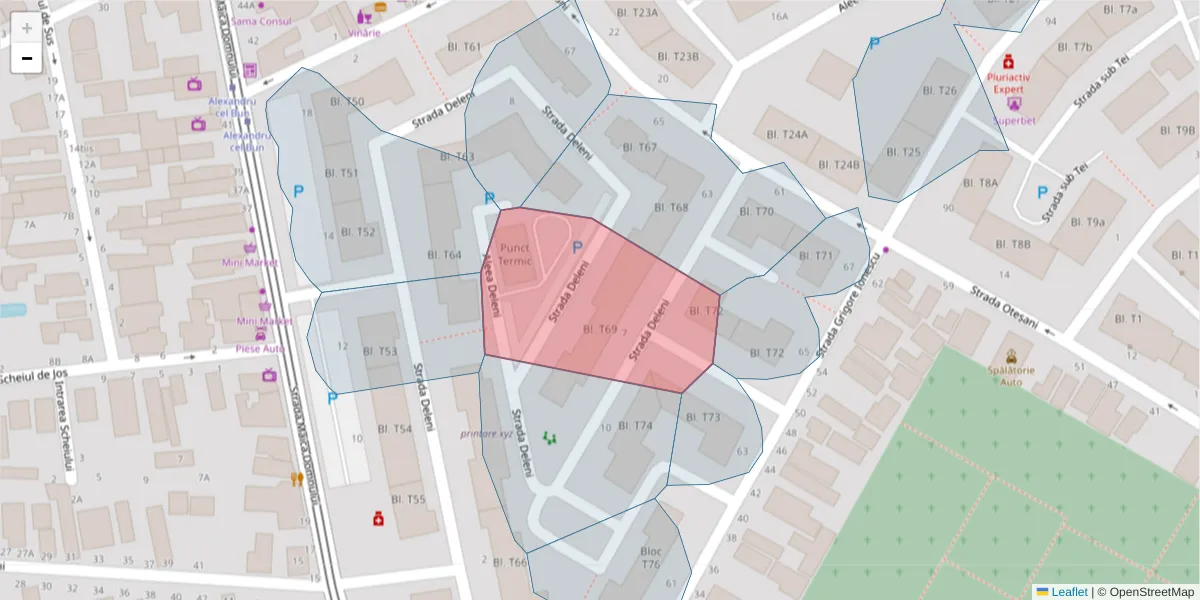 Hartă a codului poștal  și a codurilor poștale învecinate