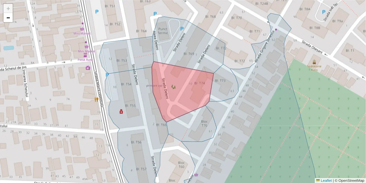Hartă a codului poștal  și a codurilor poștale învecinate