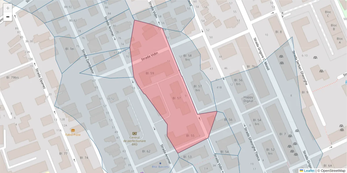 Hartă a codului poștal  și a codurilor poștale învecinate