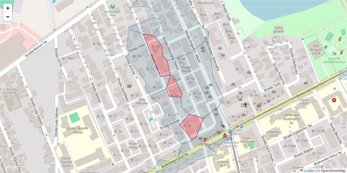 Hartă a codului poștal  și a codurilor poștale învecinate