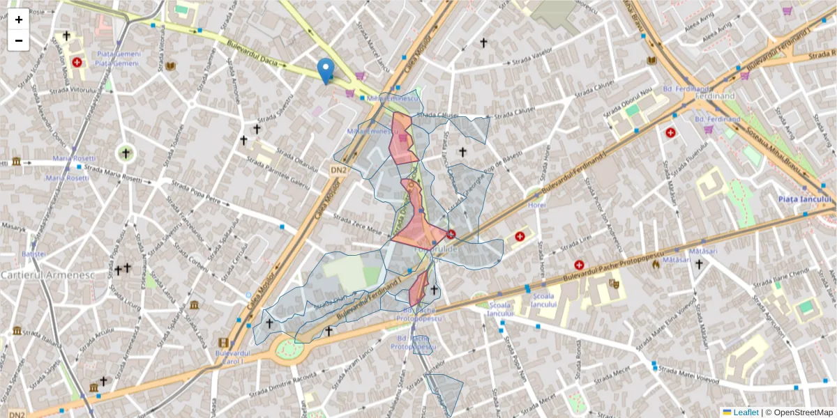 Hartă a codului poștal  și a codurilor poștale învecinate