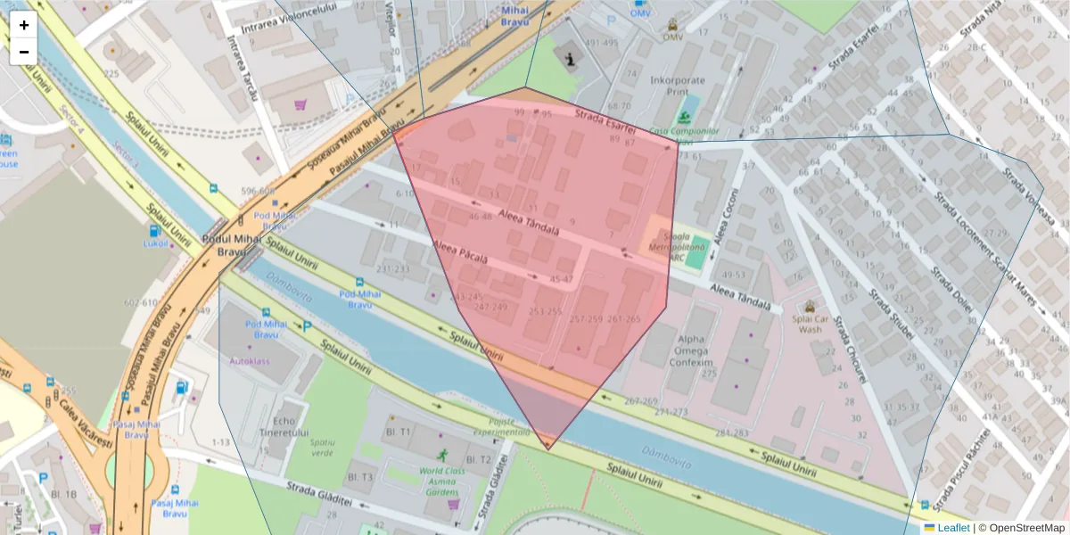 Hartă a codului poștal  și a codurilor poștale învecinate